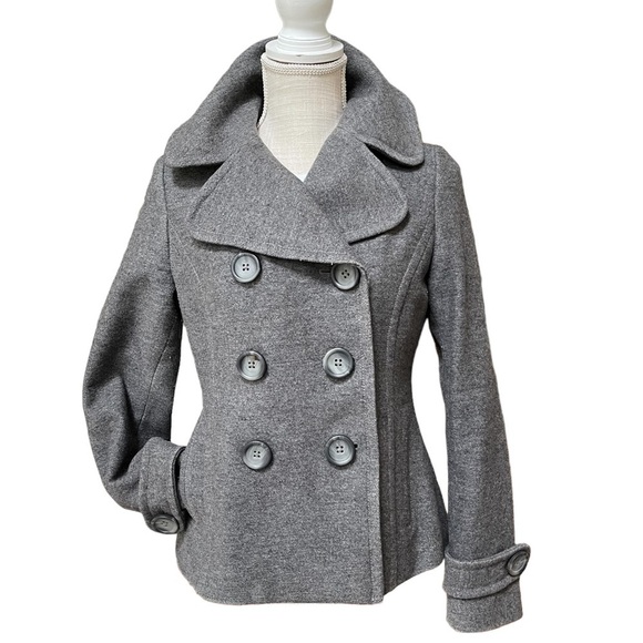 Banana Republic Gray Wool Short Double-breasted/ Peacoat Winter Jacket Size: S - Picture 1 of 13